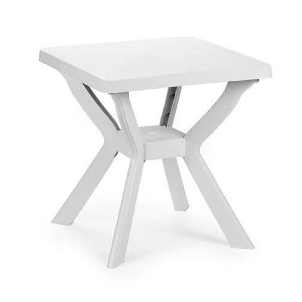 foto del prodotto trade shop tavolo da giardino quadrato bianco arredo da esterno in plastica 70x70xh72cm 012137 
