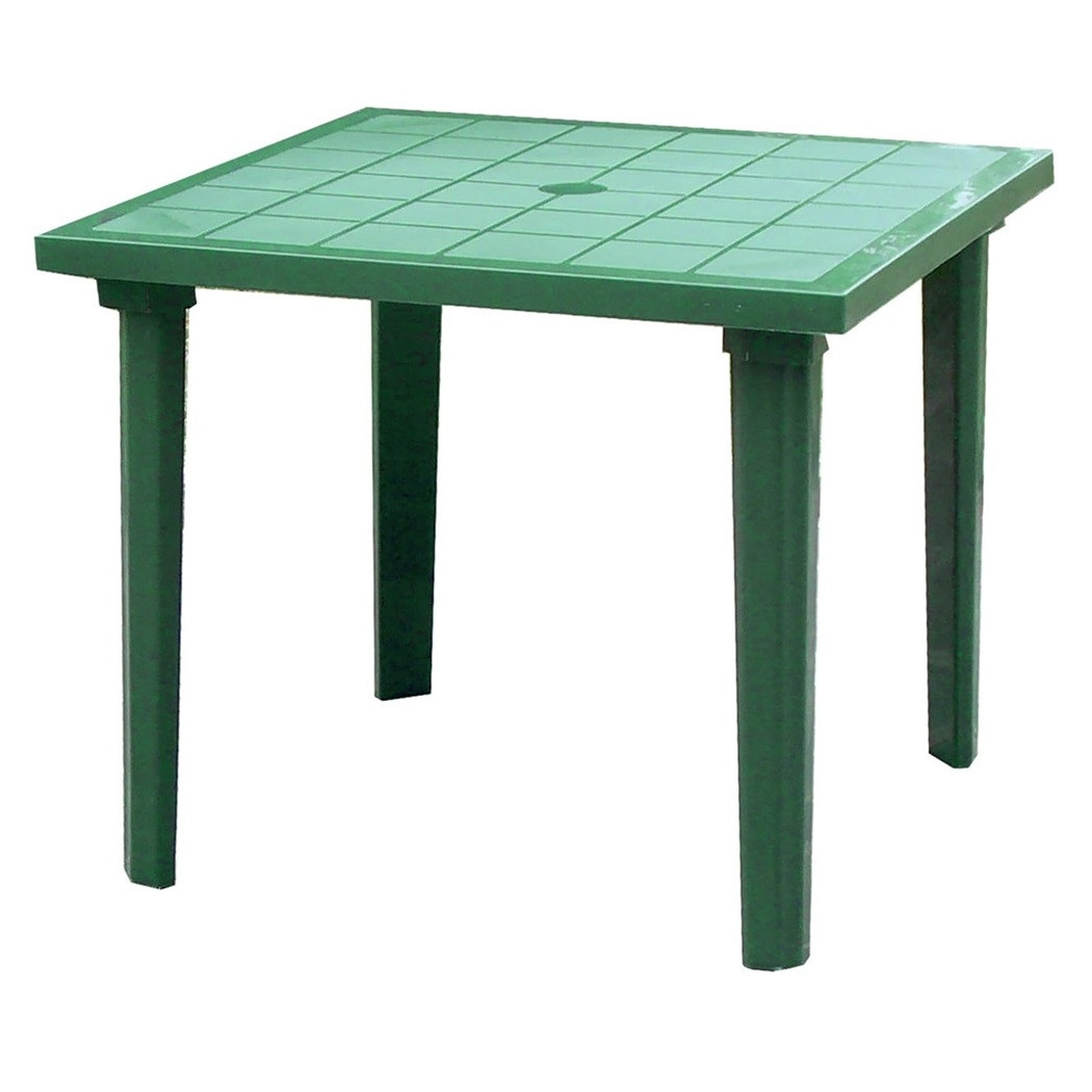 foto del prodotto trade shop tavolo da giardino quadrato weekend verde 80x80cm in plastica arredo esterno 016300 