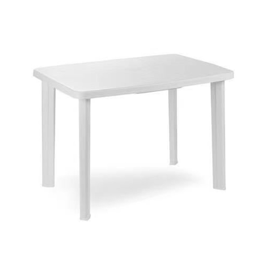 foto del prodotto trade shop tavolo da giardino rettangolare bianco arredo esterno resistente 101x68xh72cm 012138 