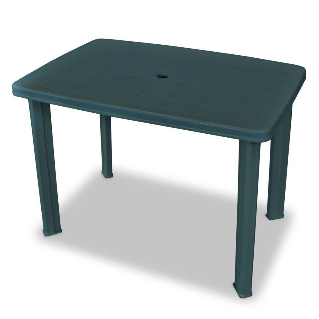 foto del prodotto trade shop - tavolo da giardino verde esterno resistente 101x68xh72cm con foro ombrellone 023738 -