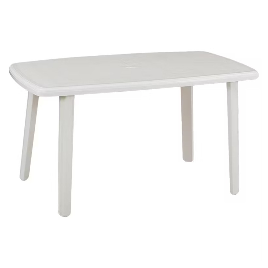 foto del prodotto trade shop tavolo esterno bianco 140x90cm plastica resistente per patio giardino terrazza 002398 