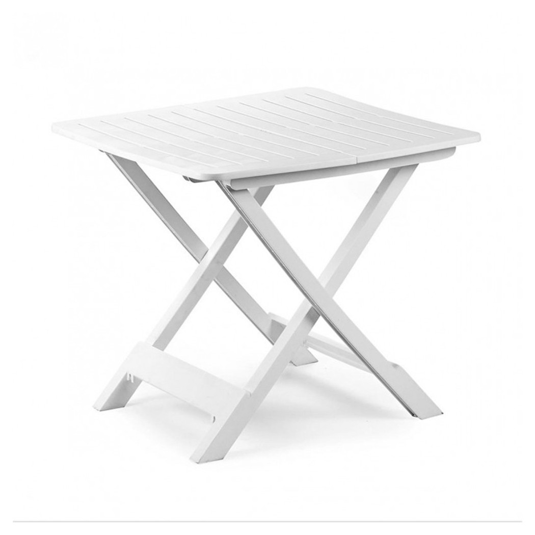 foto del prodotto trade shop tavolo pieghevole bianco in polietilene 79x72x70cm tavolino giardino campeggio 012140 