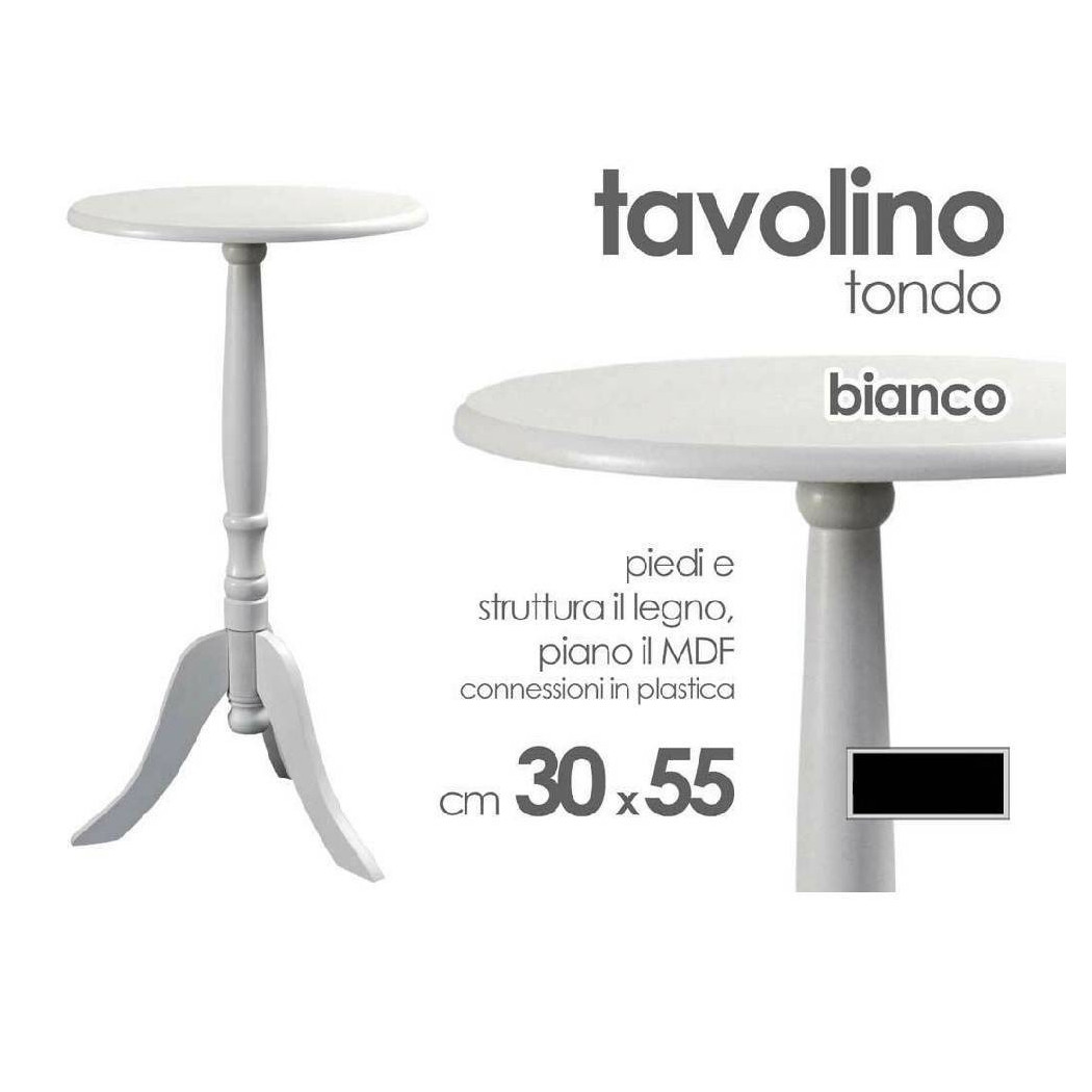 foto del prodotto trade shop tavolo tavolino tondo bianco in legno 30x55 cm salotto giardino arredamento casa 