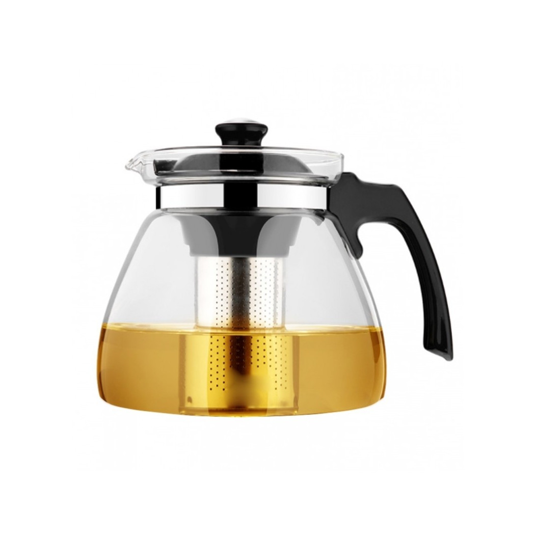 foto del prodotto trade shop teiera in vetro tisaniera tisana removibile filtro stantuffo acciaio inox infusi 
