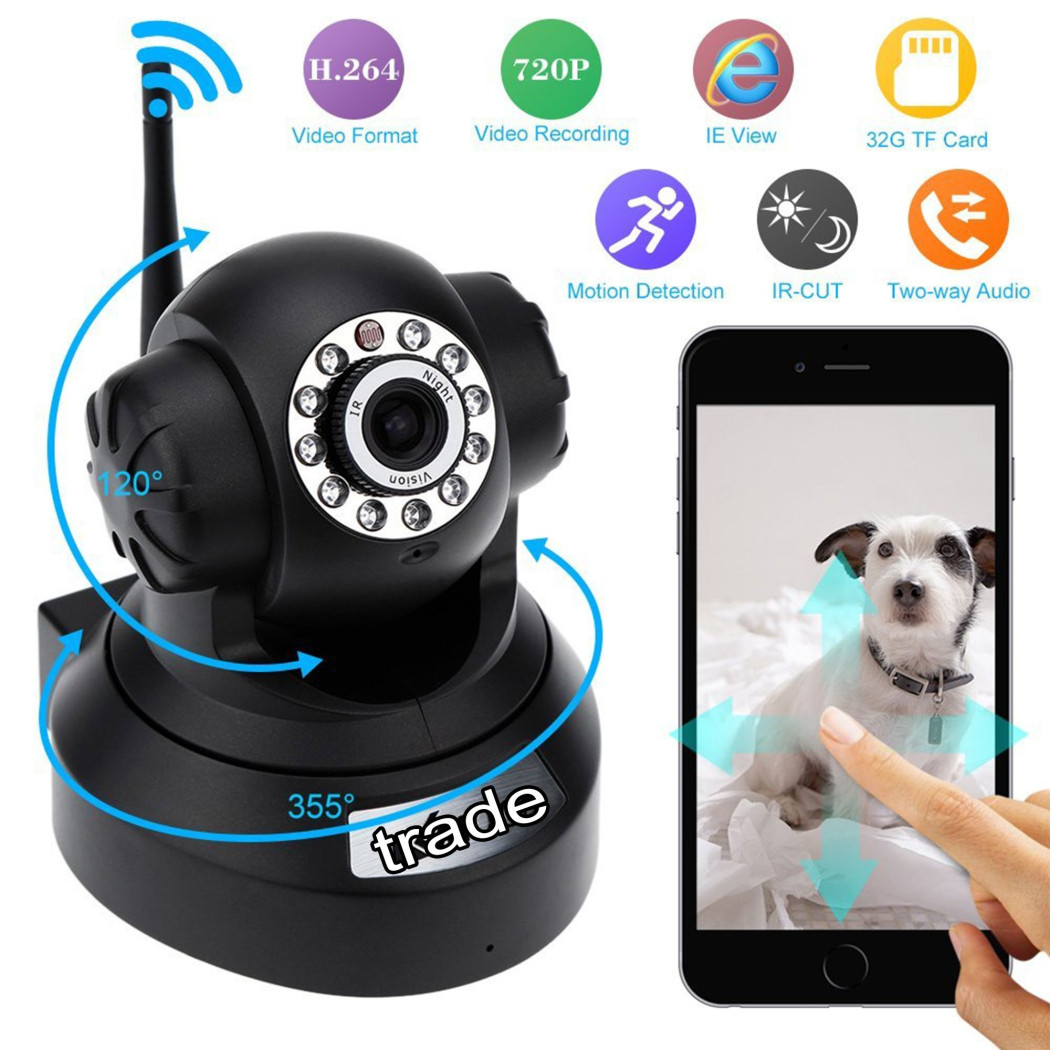 foto del prodotto trade shop telecamera di sorveglianza ip cam hd 720p wireless led ir lan motorizzata wifi 