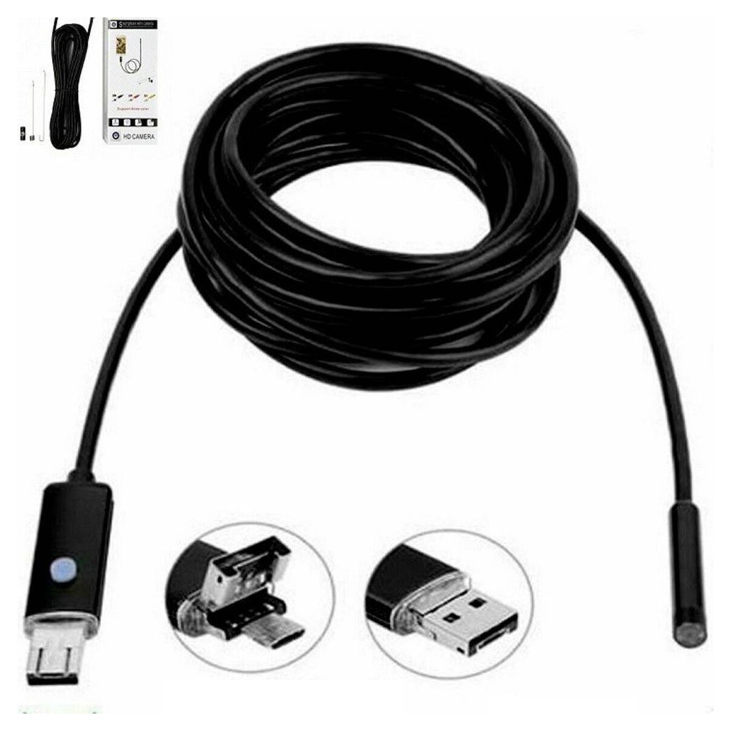 foto del prodotto trade shop telecamera endoscopica 2 metri tubo flessibile usb 6 led impermeabile ispezione 
