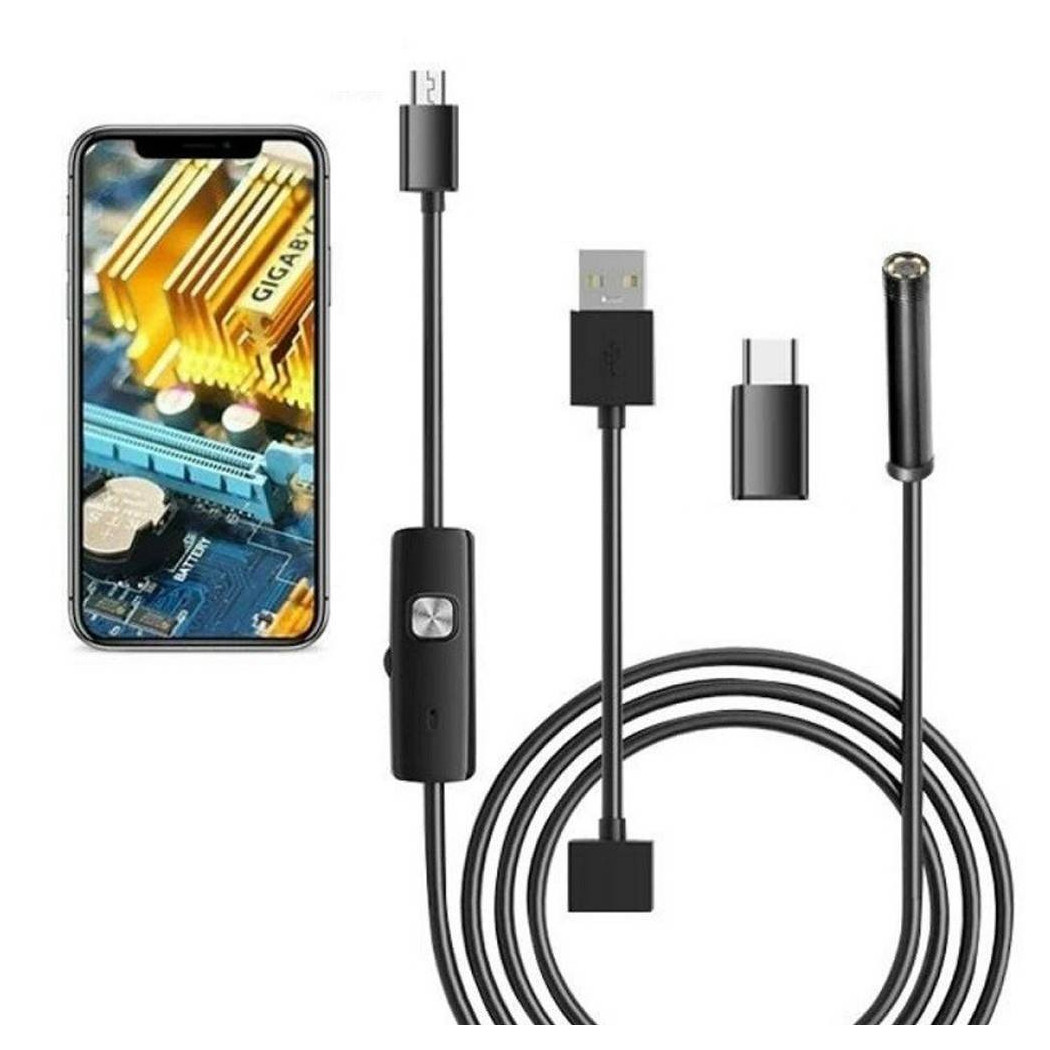 foto del prodotto trade shop telecamera endoscopica 5 mt type c usb mini usb f flessibile impermeabile 6 led 