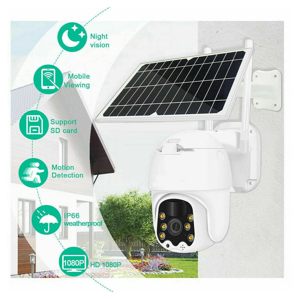 foto del prodotto trade shop telecamera esterna full hd 1080p 5.0mp ptz wireless con pannello solare wifi 