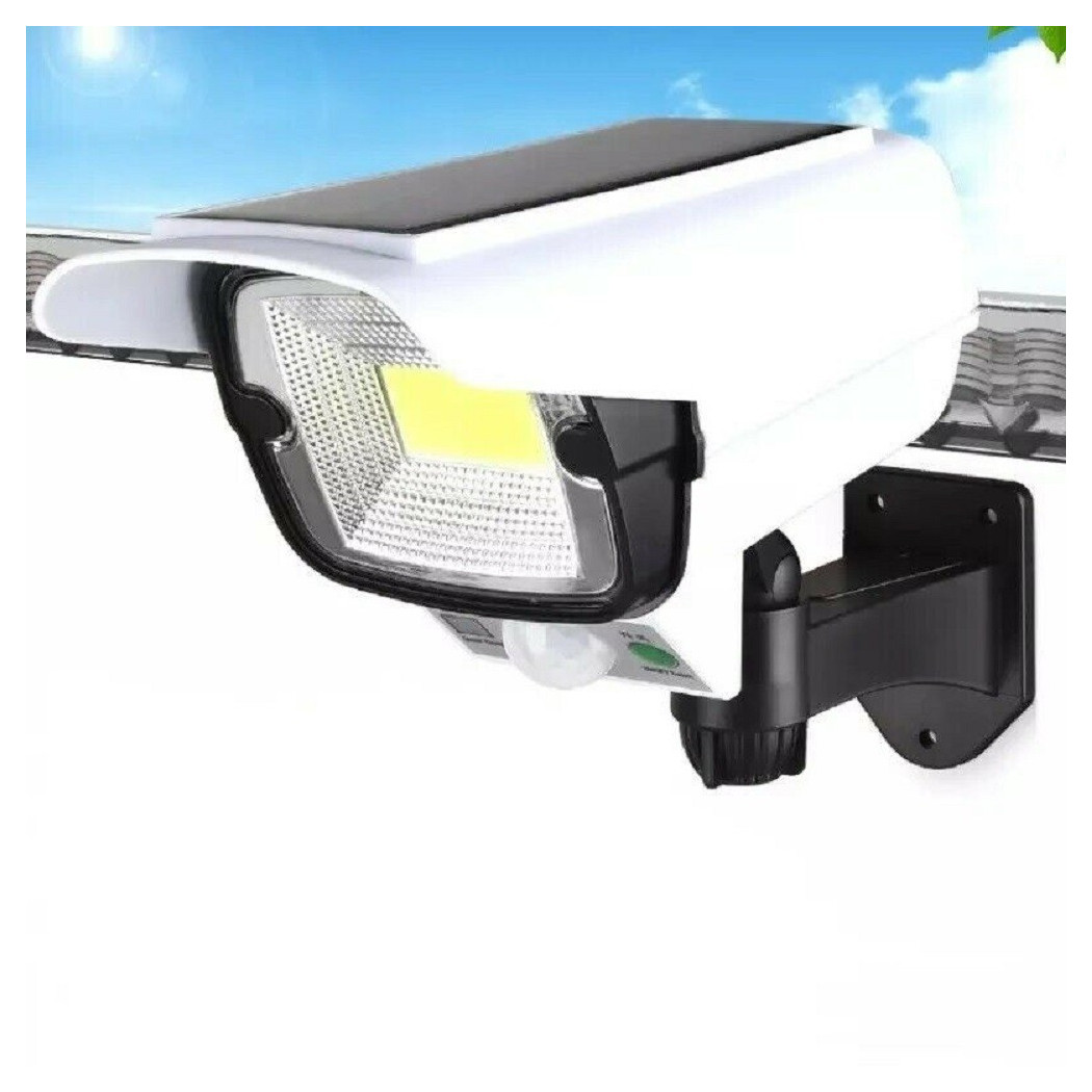 foto del prodotto trade shop telecamera finta pannello solare sensore di movimento faretto led smd jlp 2176a 