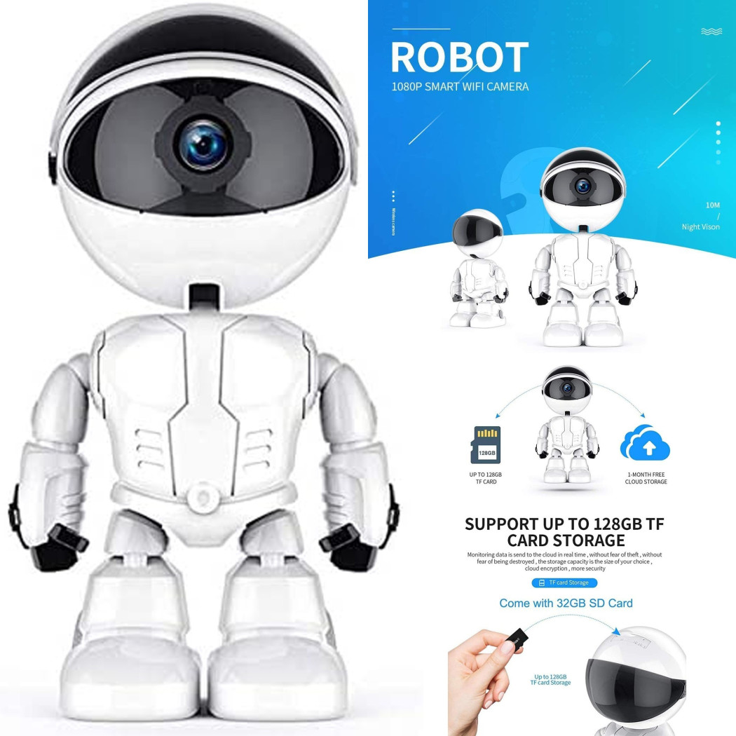 foto del prodotto trade shop - telecamera ip sorveglianza robot q-s39 5.0 mp robot smart camera 1080p sicurezza -