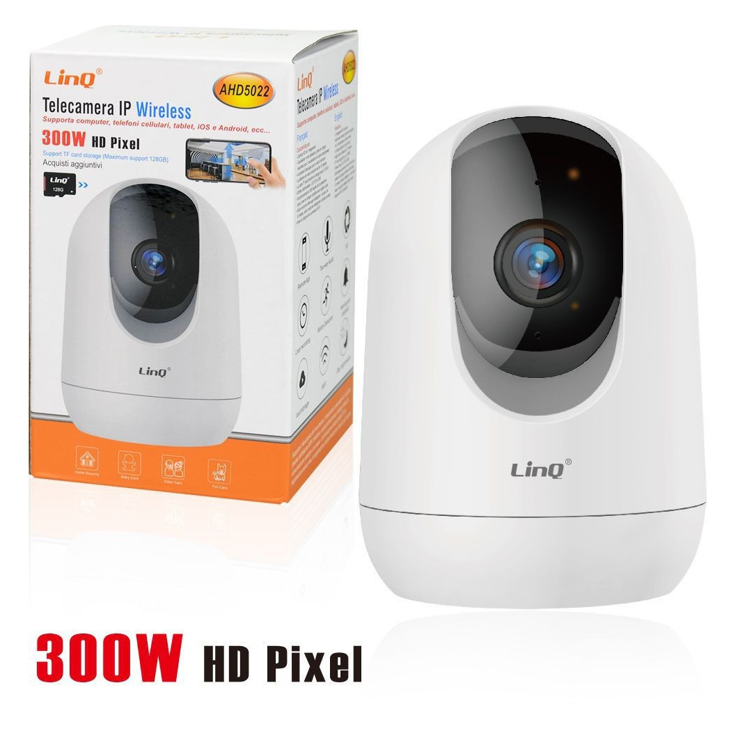 foto del prodotto trade shop telecamera ip wireless 300w hd pixel supporta pc cellulari ios android ahd5022 