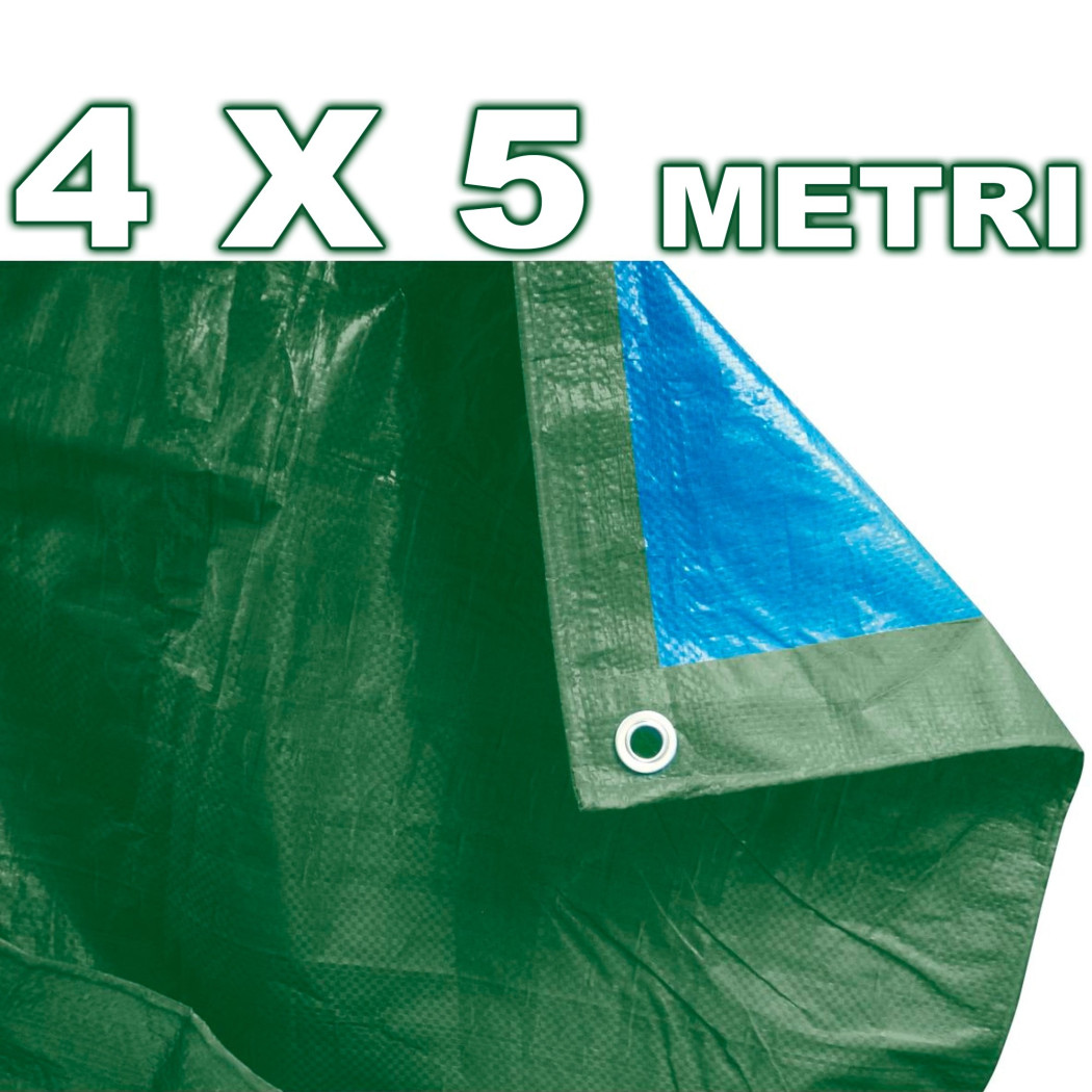 foto del prodotto trade shop telo copri auto moto copritutto 4x5 metri in polietilene impermeabile verde blu 