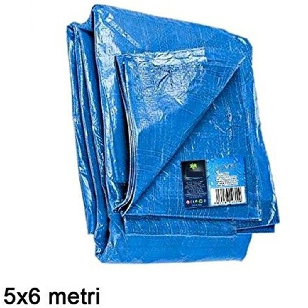 foto del prodotto trade shop telo copri auto moto copritutto 5x6mt in polietilene colore blu impermeabile 