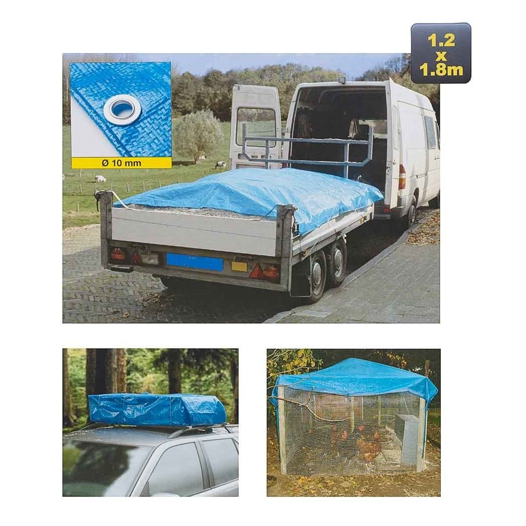 foto del prodotto trade shop telo copritutto polietilene impermeabile con occhielli 1,8 x 1,2 mt fai da te 