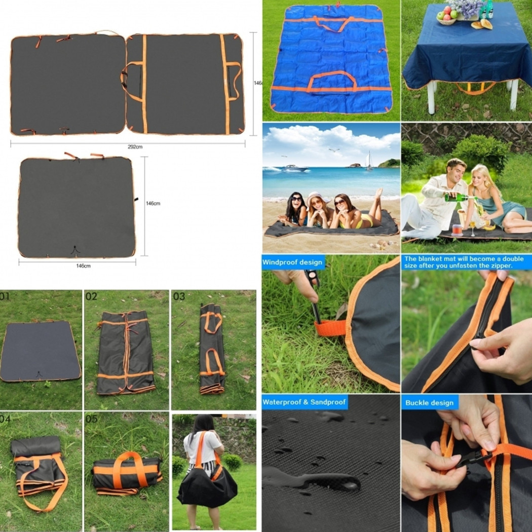 foto del prodotto trade shop telo tappeto impermeabile picnic pieghevole borsa coperta mare campeggio viaggio 