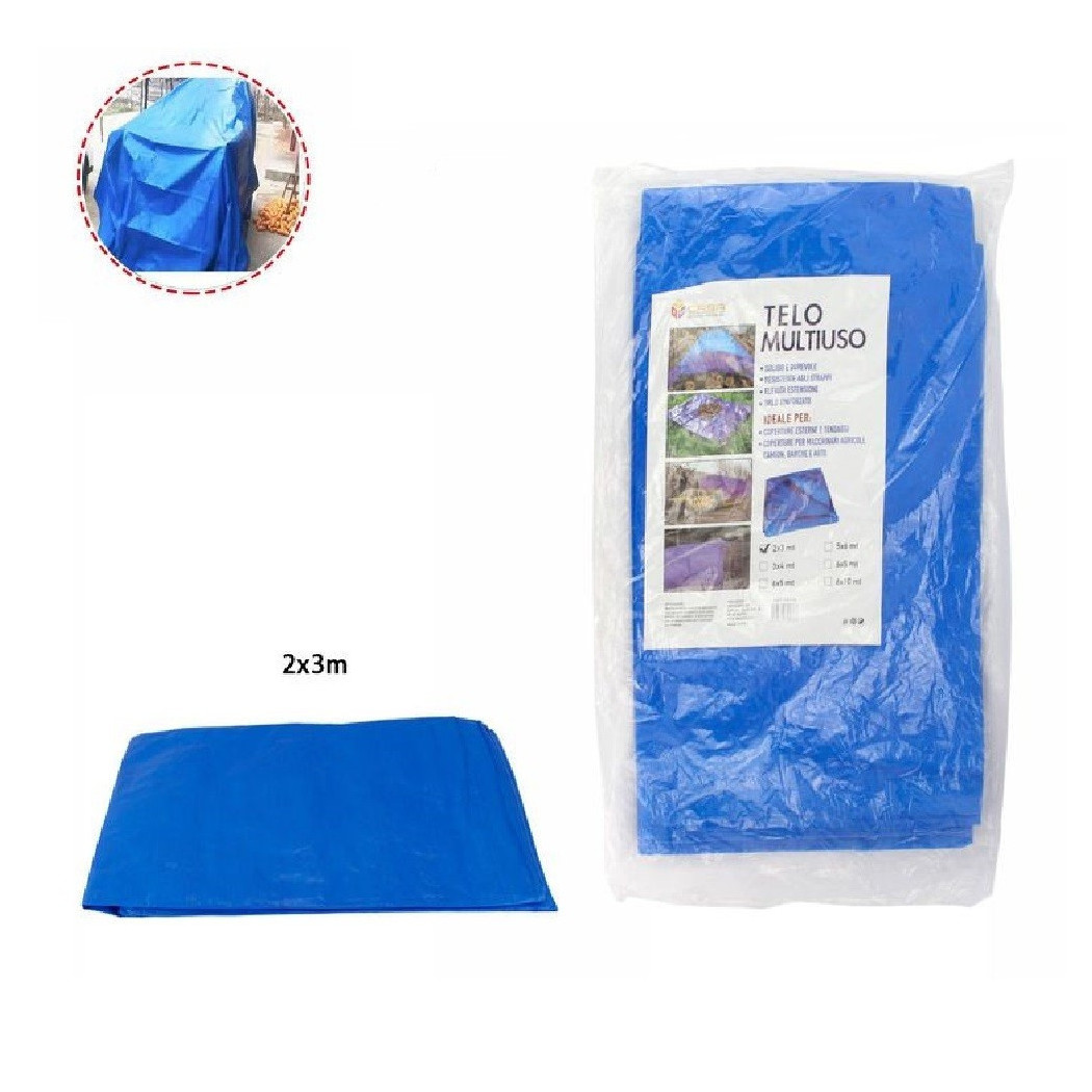foto del prodotto trade shop telo telone copertura impermeabile blu multiuso antistrappo misura 2x3 mt 69436 