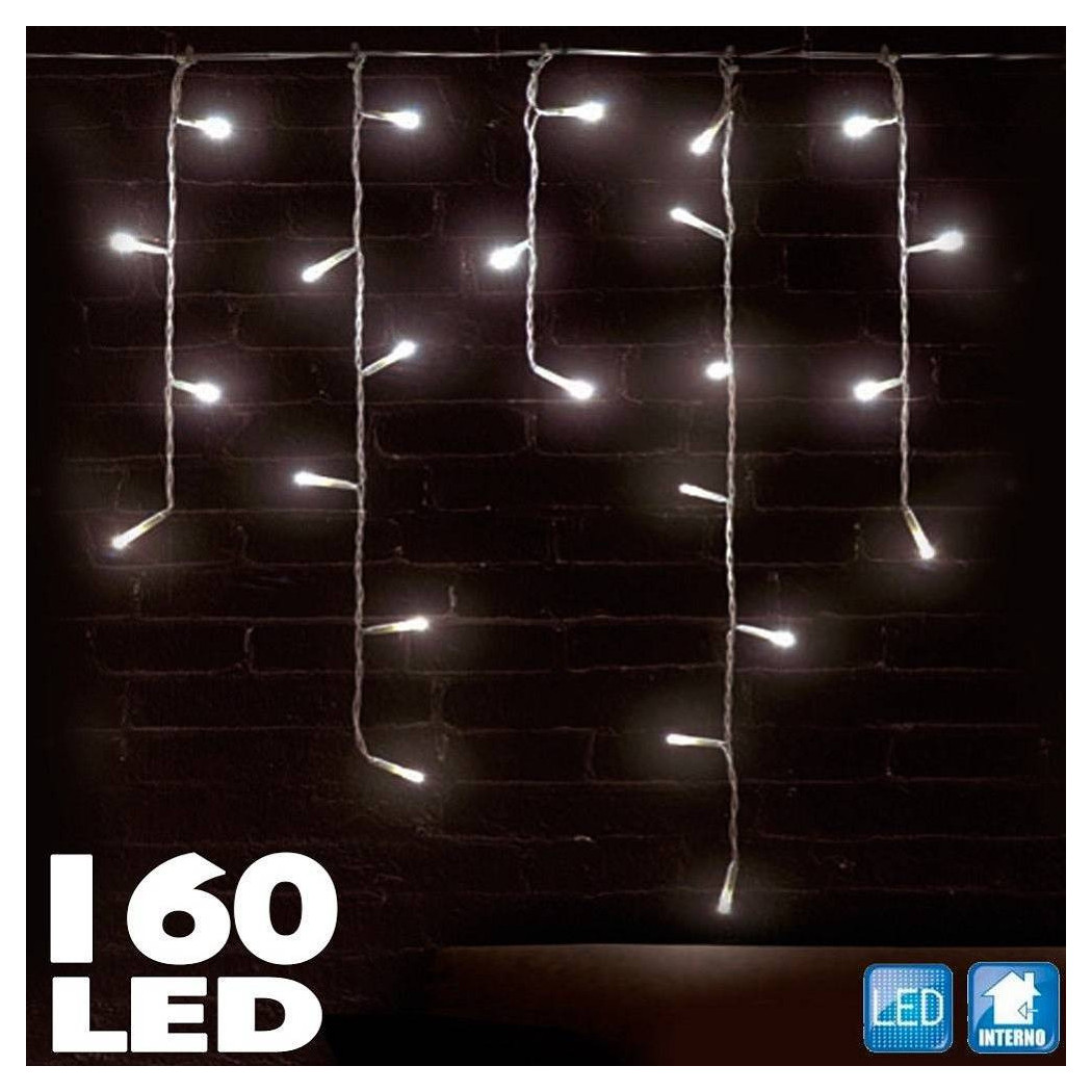 foto del prodotto trade shop tenda cascata luminosa 160 led bianco caldo 230 cm decorazioni natalizie luci 