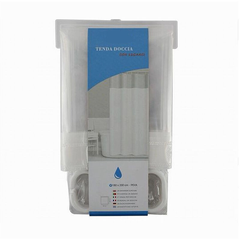 foto del prodotto trade shop tenda da doccia vasca bagno peva con 12 ganci 180x200cm trasparente bianco 69491 