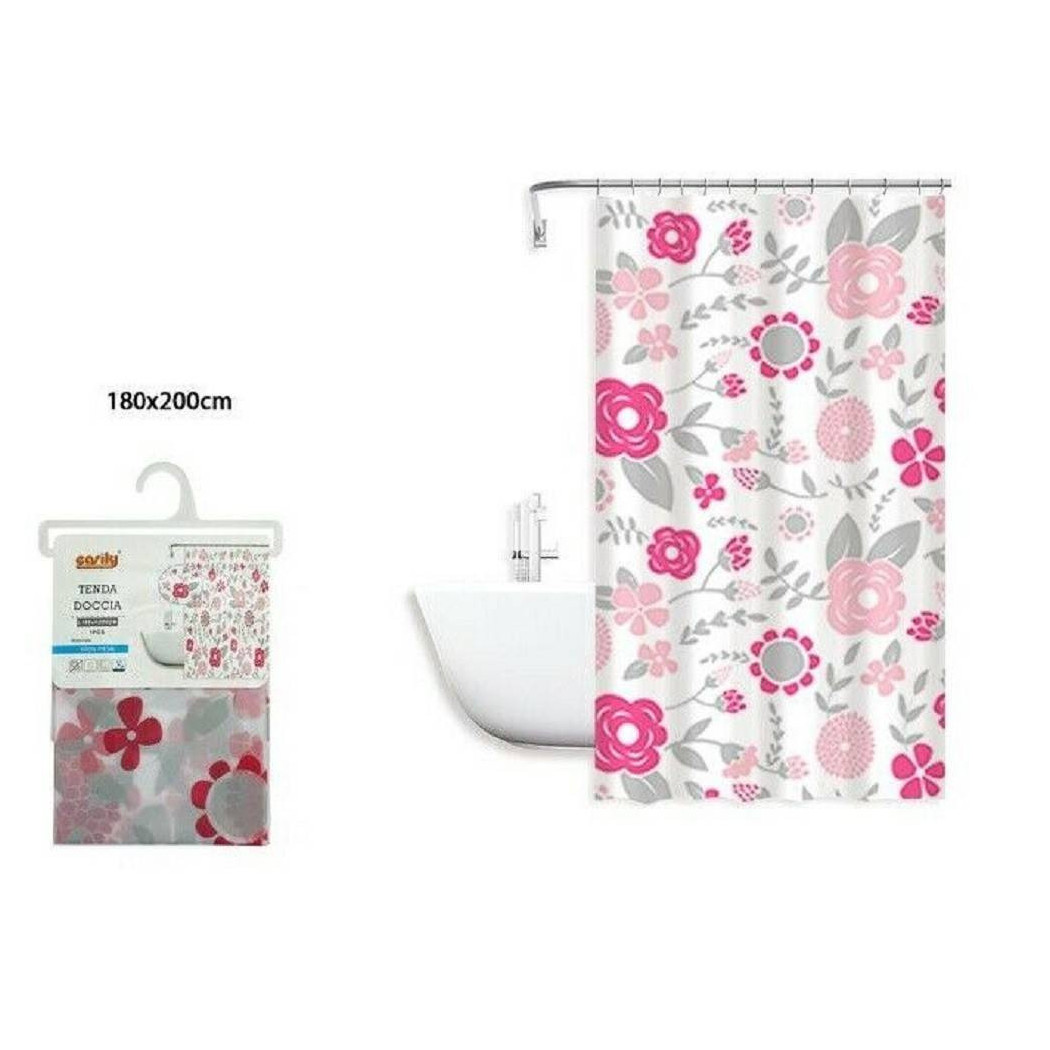 foto del prodotto trade shop tenda doccia anti muffa fiori impermeabile 180 x 200 cm con anelli bagno 79222 