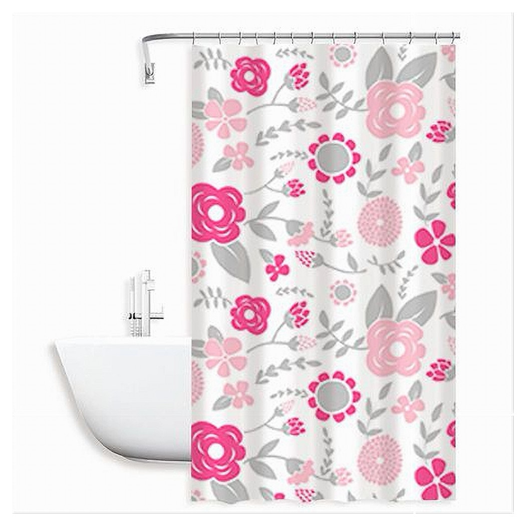 foto del prodotto trade shop tenda doccia anti muffa fiori impermeabile 240 x 200 cm con anelli bagno 79223 