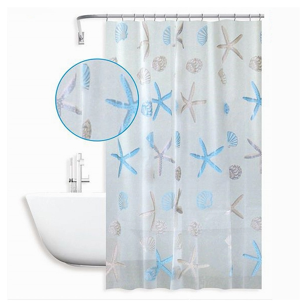 foto del prodotto trade shop tenda doccia antimuffa impermeabile 180 x 200cm anelli bagno stelle marine 59805 
