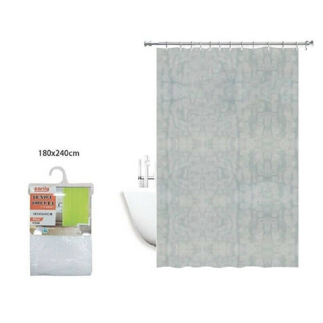 foto del prodotto trade shop tenda doccia antimuffa impermeabile 180 x 240cm con anelli bagno bianca 2d 52132 