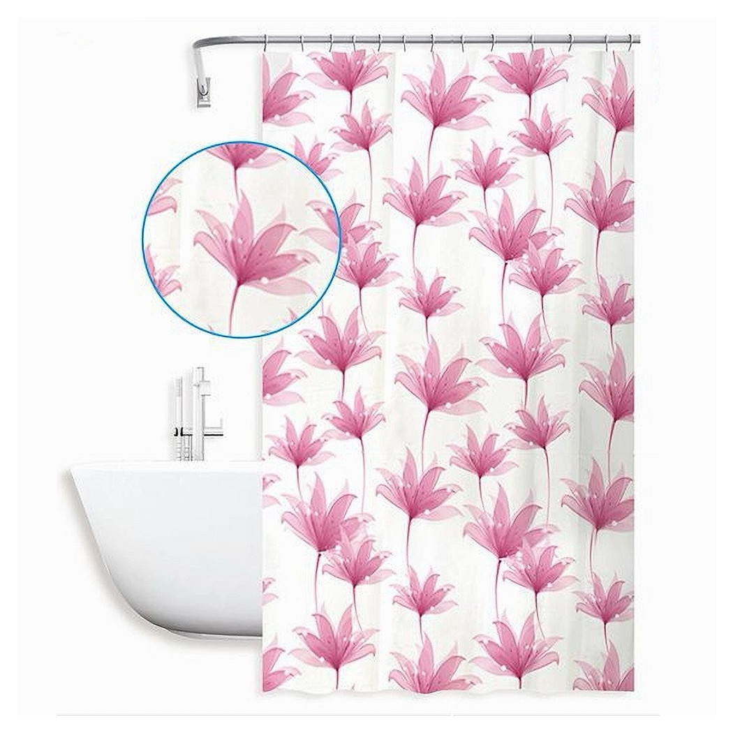 foto del prodotto trade shop tenda doccia antimuffa impermeabile 180x200 cm con anelli bagno fiori rosa 59803 