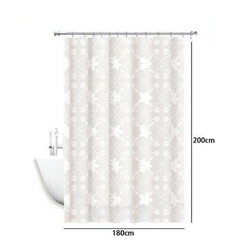 foto del prodotto trade shop tenda doccia antimuffa impermeabile 180x200cm anelli bagno bianca maiolica 69511 