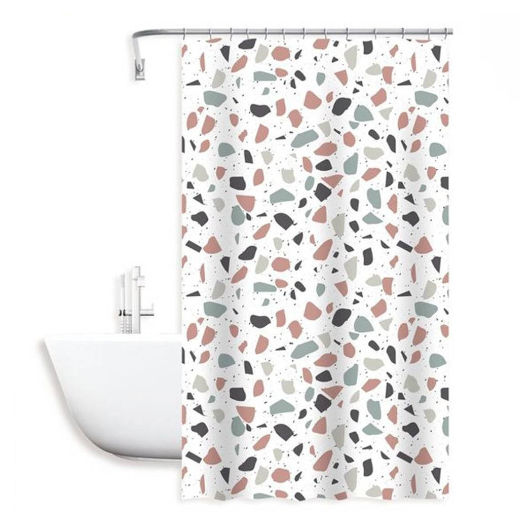 foto del prodotto trade shop tenda doccia antimuffa impermeabile 180x200cm anelli bagno bianco graniglia 69833 