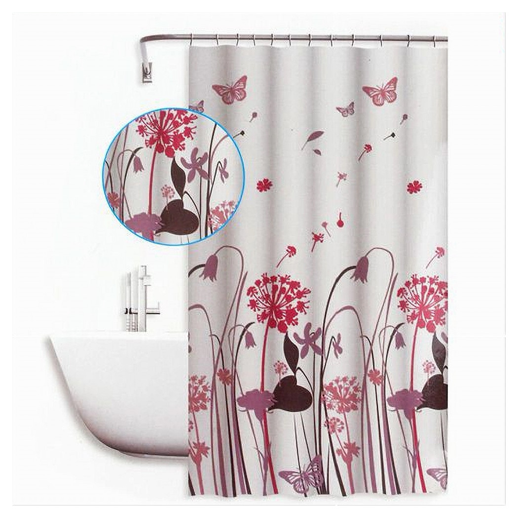 foto del prodotto trade shop tenda doccia antimuffa impermeabile 180x200cm anelli bagno fiori farfalle 59515 