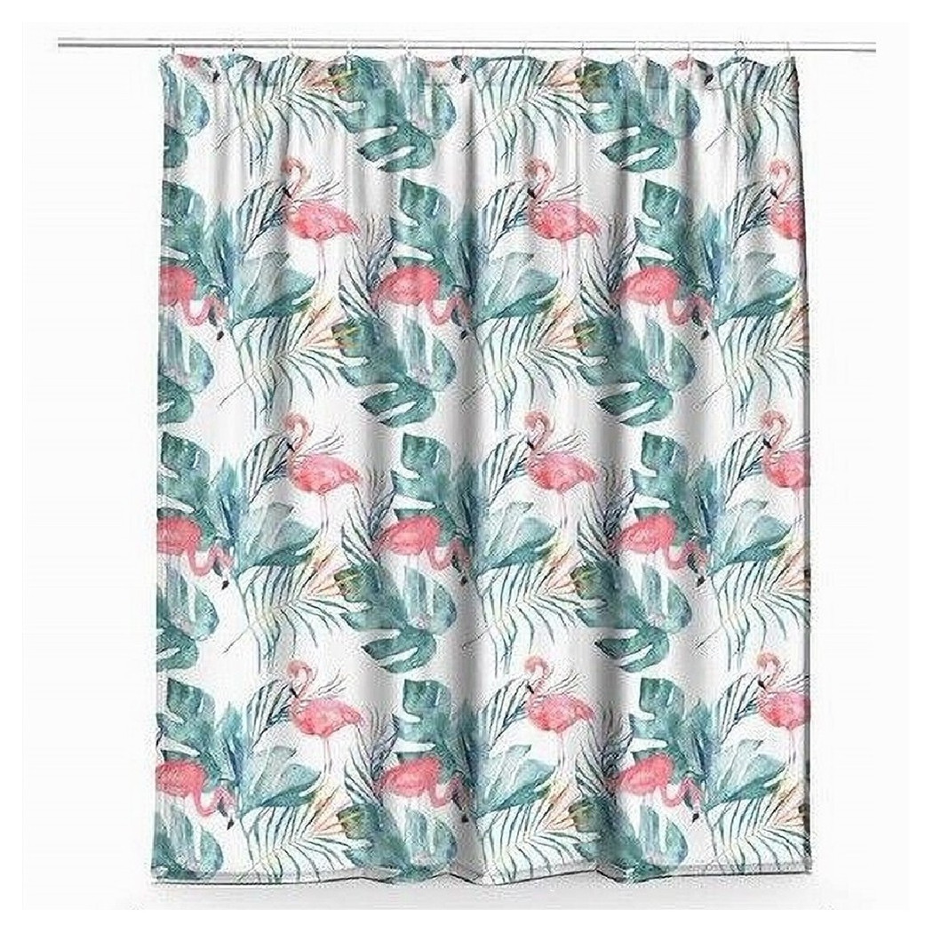 foto del prodotto trade shop tenda doccia antimuffa impermeabile 180x200cm con anelli bagno fenicotteri 69957 