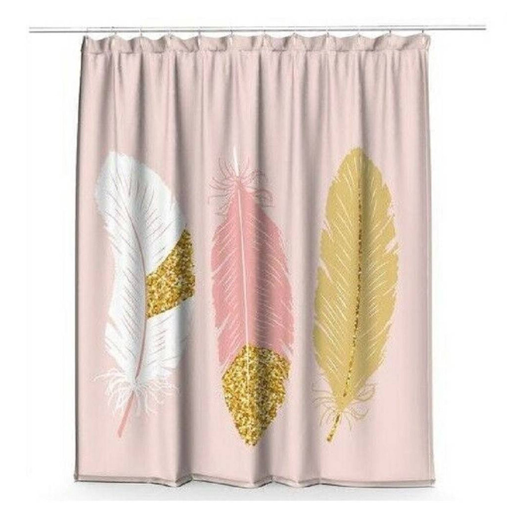 foto del prodotto trade shop tenda doccia antimuffa impermeabile 180x200cm con anelli bagno rosa piume 69792 