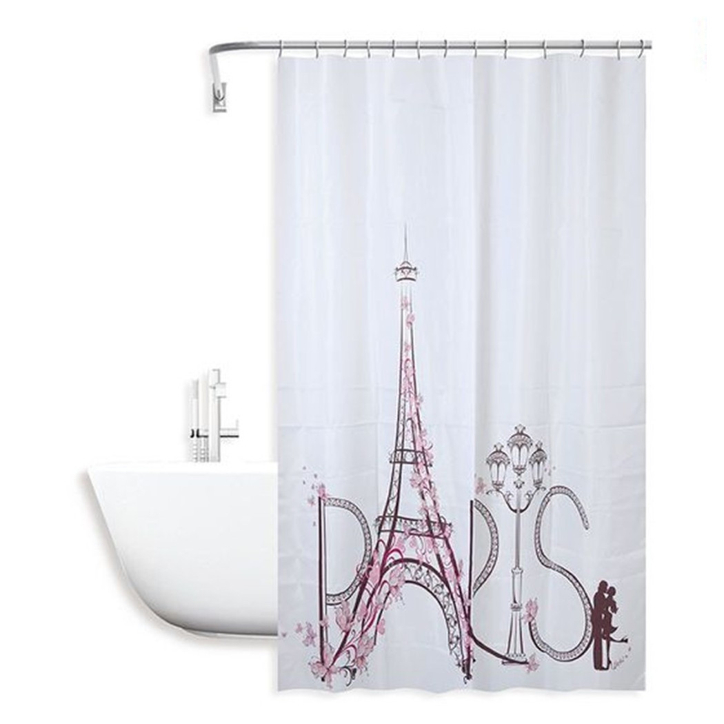 foto del prodotto trade shop tenda doccia antimuffa impermeabile 180x200cm con anelli bagno scritta paris 87048 
