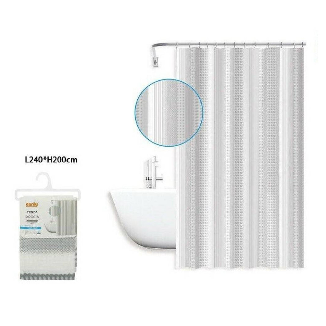 foto del prodotto trade shop tenda doccia antimuffa impermeabile 240 x 200 cm con anelli bagno 59812 