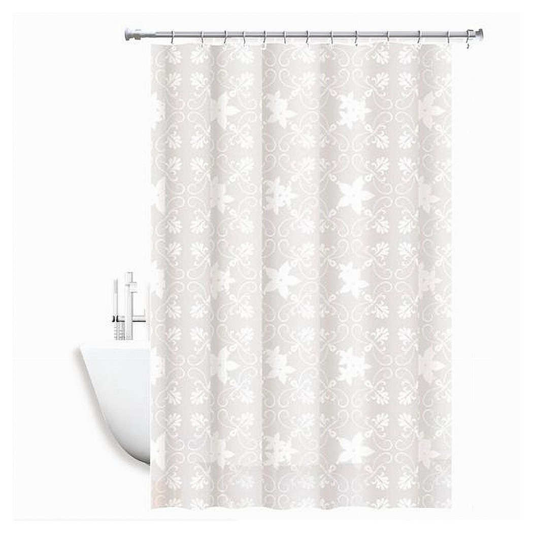 foto del prodotto trade shop tenda doccia antimuffa impermeabile 240x200cm anelli bianca maiolica fiori 69512 