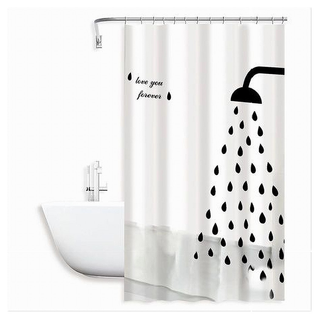 foto del prodotto trade shop tenda doccia antimuffa love you forever impermeabil 180x180cm anelli bagno 79217 