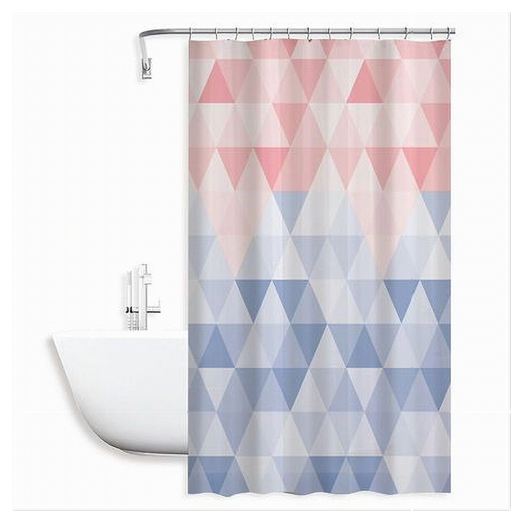 foto del prodotto trade shop tenda doccia impermeabile bagno 12 anelli peva 240x200cm triangolo rosa blu 79221 