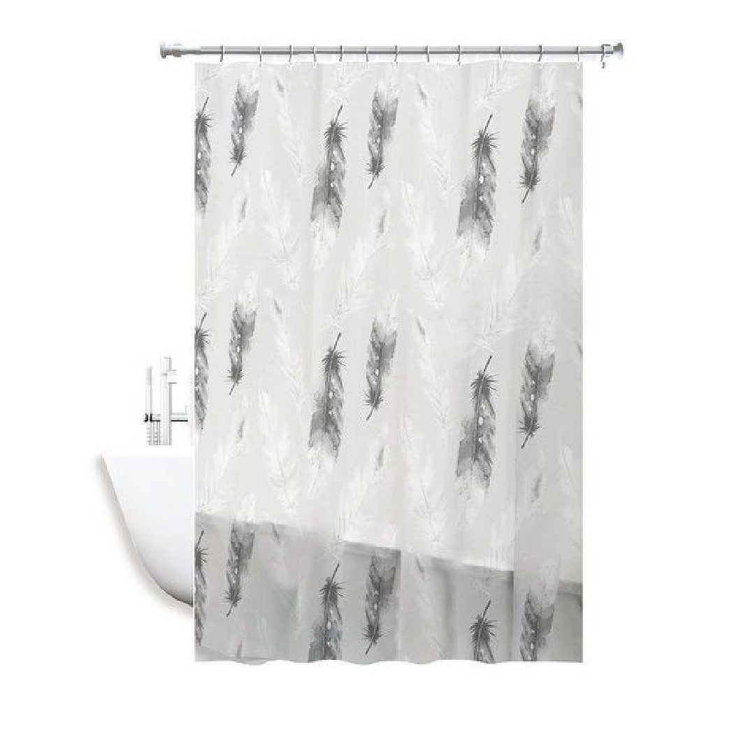 foto del prodotto trade shop tenda doccia impermeabile tessuto pvc 12 ganci in plastica piume 180x220cm 69509 