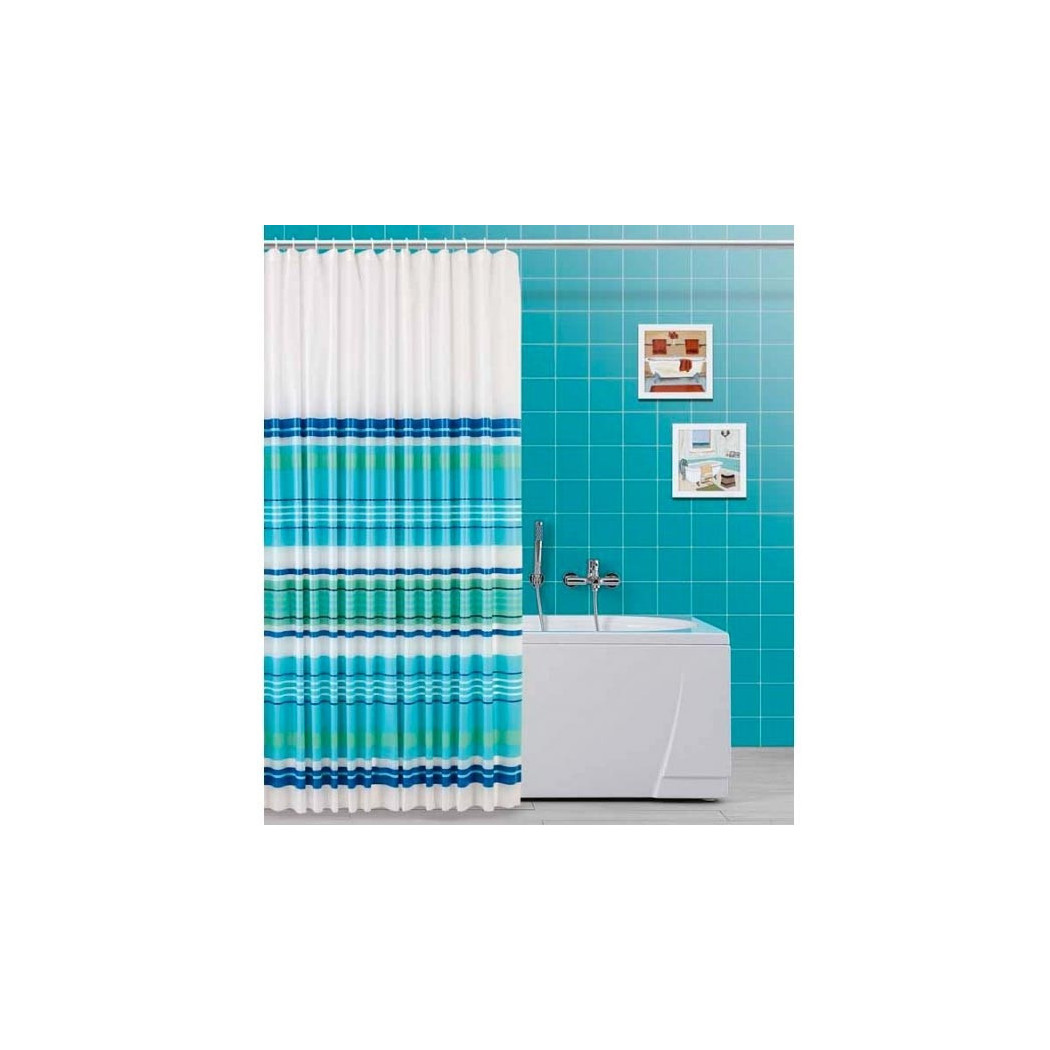 foto del prodotto trade shop tenda doccia in vinile con ganci impermeabile 180 x 200 cm azzurro verde 