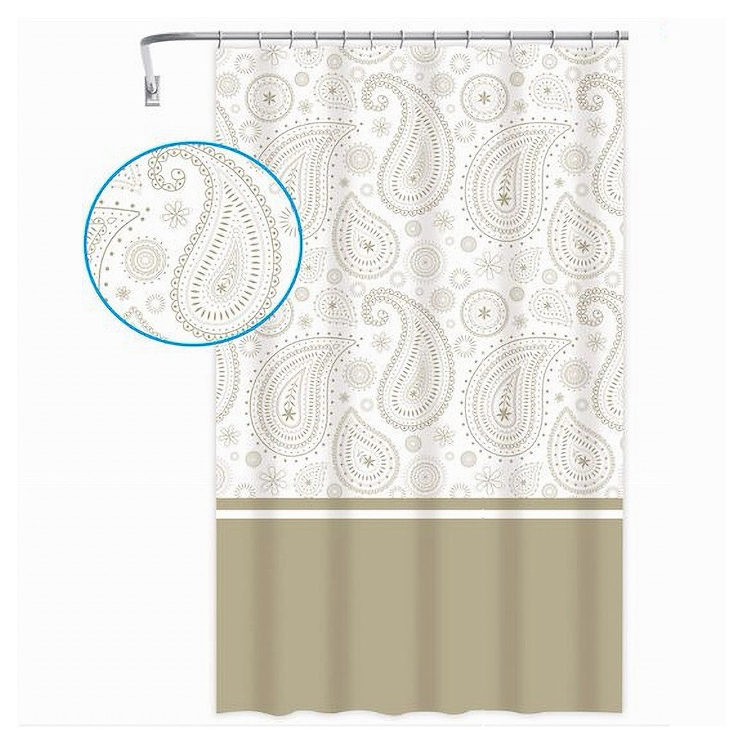foto del prodotto trade shop tenda doccia vasca bagno 12 anelli 180 x 200cm motivo paisley etnico beige 87583 