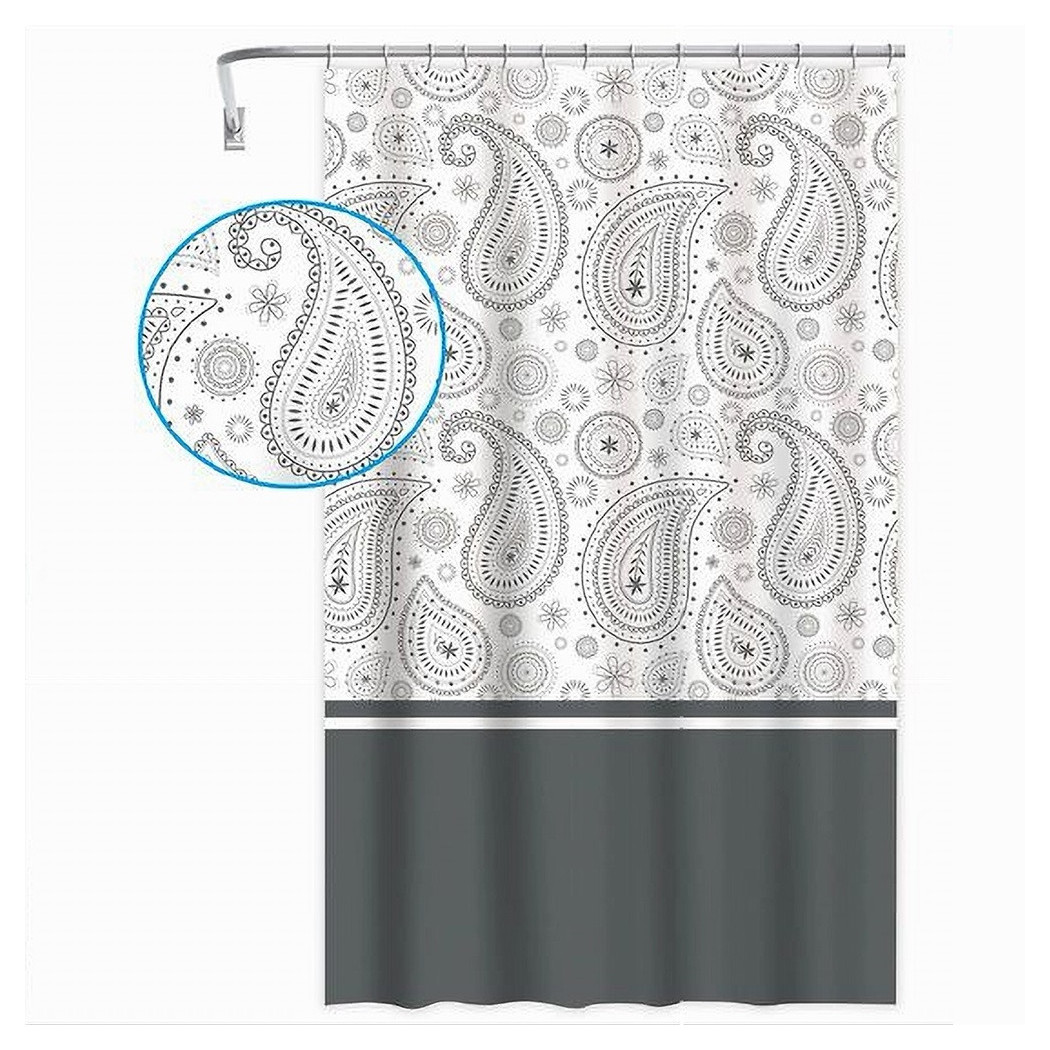 foto del prodotto trade shop tenda doccia vasca bagno 12 anelli 240x200cm motivo paisley etnico grigio 87582 