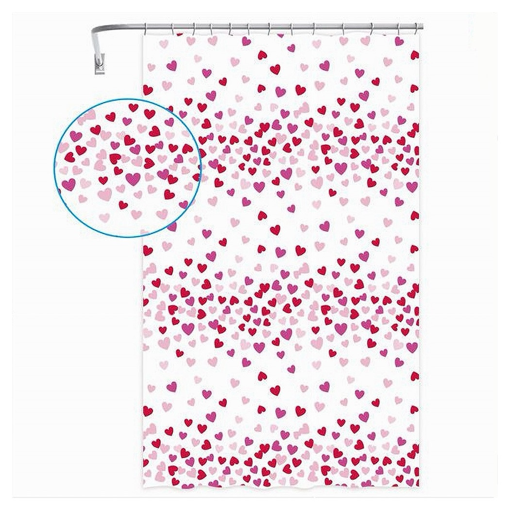 foto del prodotto trade shop tenda doccia vasca bagno 12 ganci impermeabile cuori rossi rosa 240x200cm 87562 