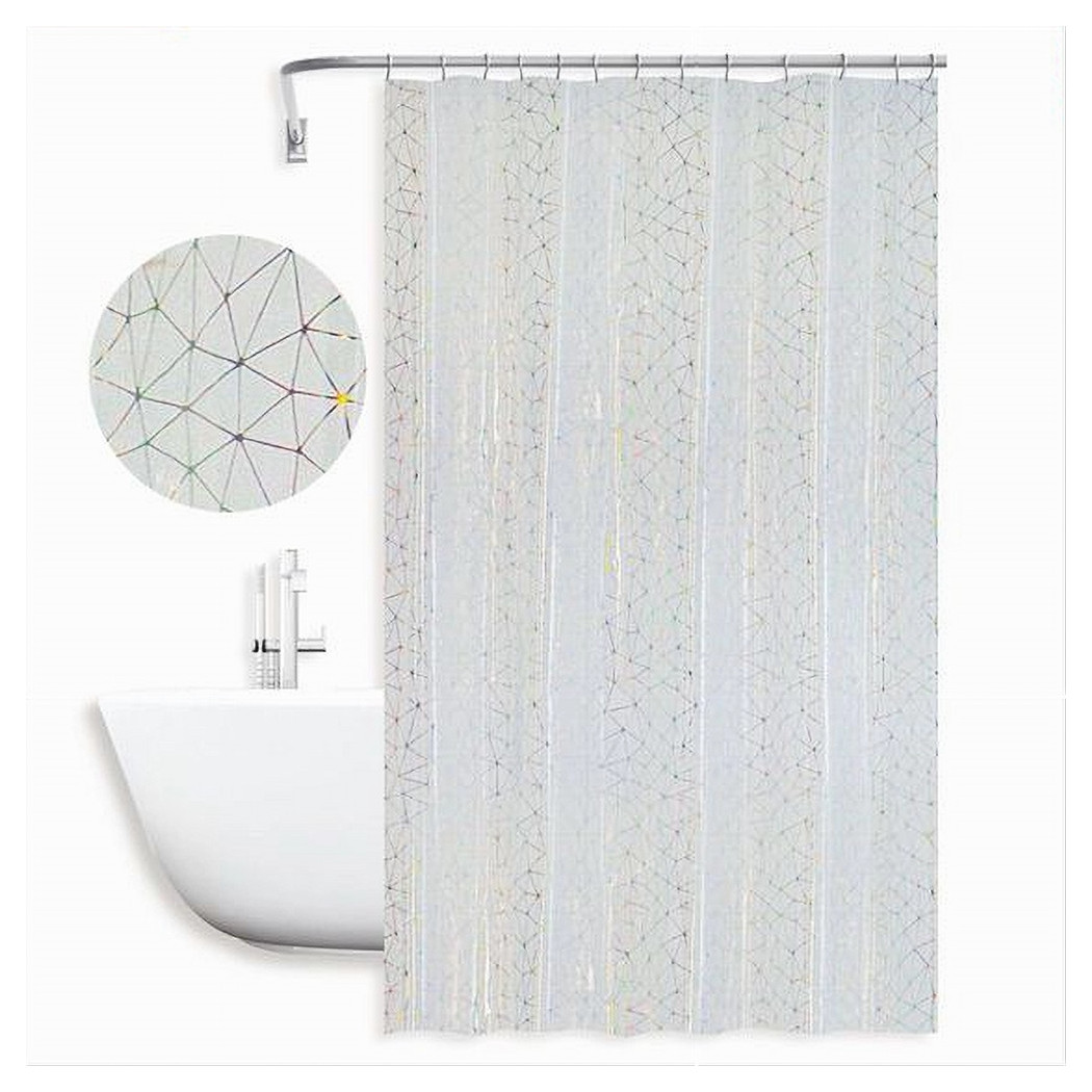 foto del prodotto trade shop tenda doccia vasca bagno geometrico effetto prisma con 12 ganci 240x180 cm 87184 