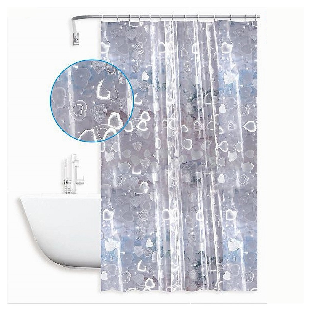 foto del prodotto trade shop tenda doccia vasca bagno impermeabile 12 ganci effetto 2d cuori 180x200 cm 59809 