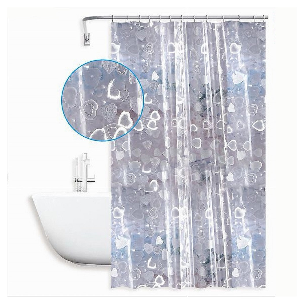 foto del prodotto trade shop tenda doccia vasca bagno impermeabile 12 ganci effetto 2d cuori 240x200 cm 59810 