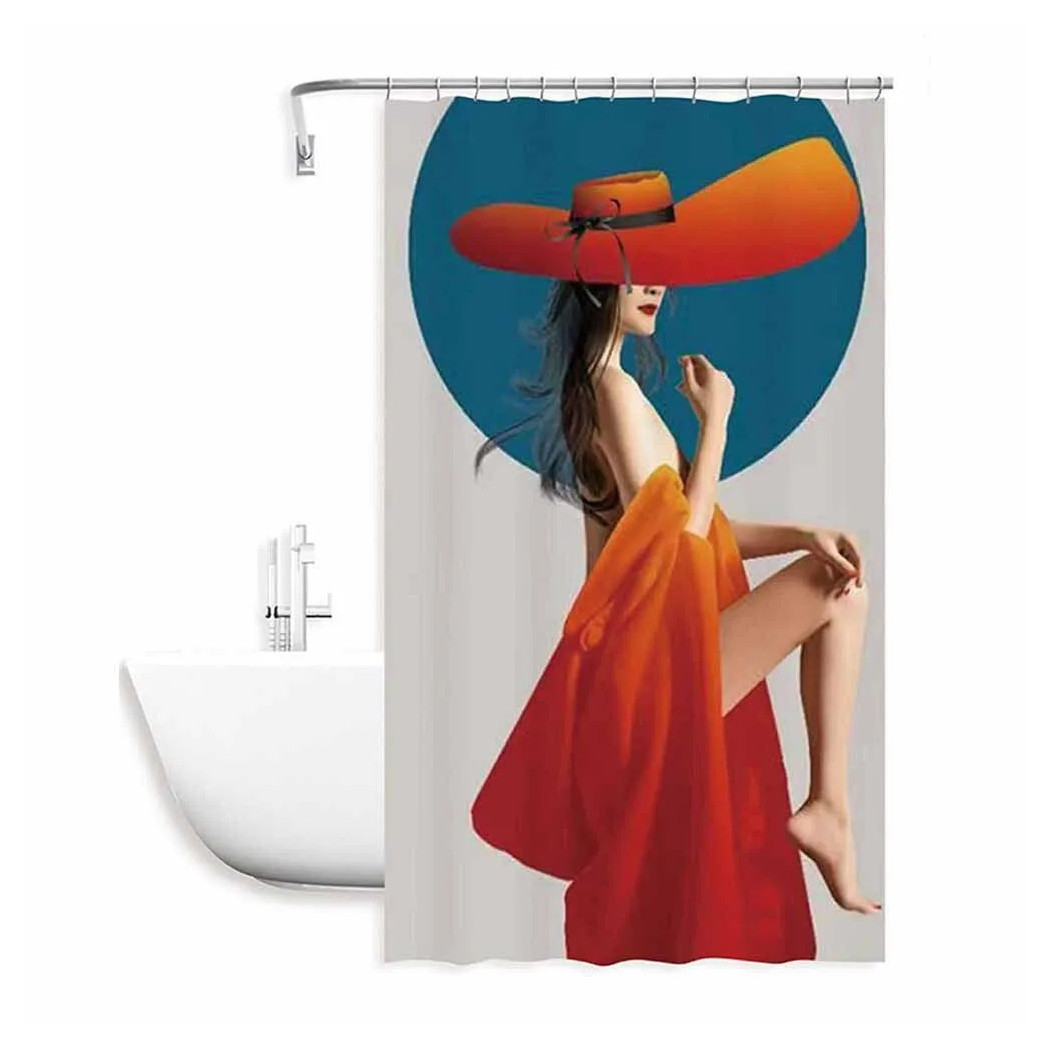 foto del prodotto trade shop tenda doccia vasca bagno impermeabile donna sexy 180 x 200cm con 12 anelli 87094 