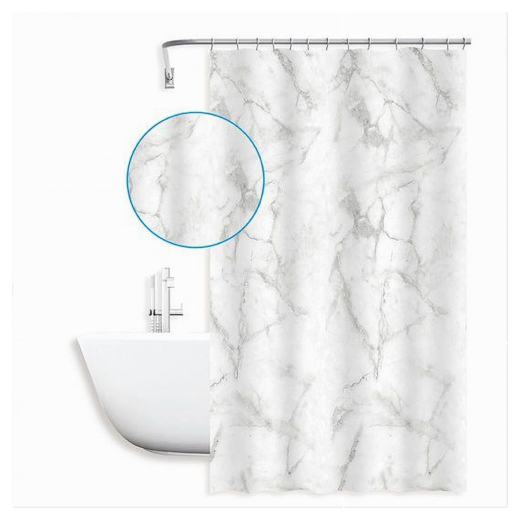 foto del prodotto trade shop tenda doccia vasca bagno impermeabile marmo bianco 240x200cm con 12 anelli 87594 