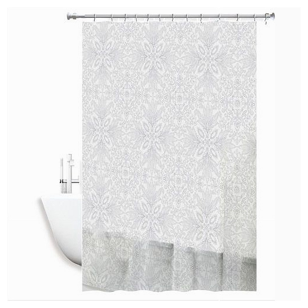 foto del prodotto trade shop tenda doccia vasca bianca impermeabile pvc 180 x 200cm decorata con foglie 69513 