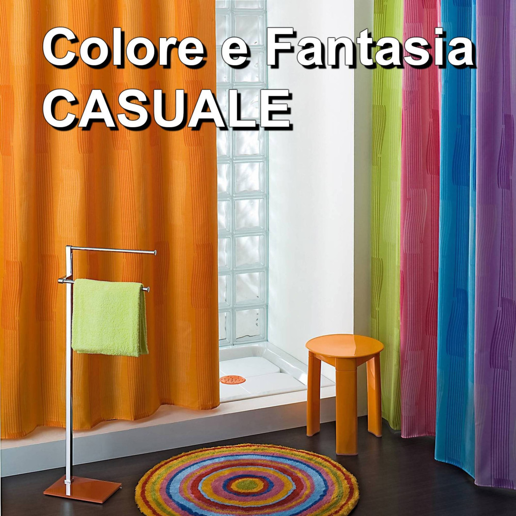 foto del prodotto trade shop tenda doccia vasca bianca in poliestere 180 x 200 cm tendina bagno con ganci 