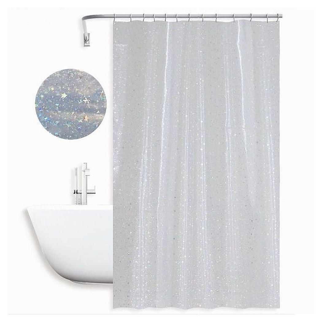 foto del prodotto trade shop tenda doccia vasca da bagno effetto cielo stellato con 12 ganci 180x180 cm 87185 